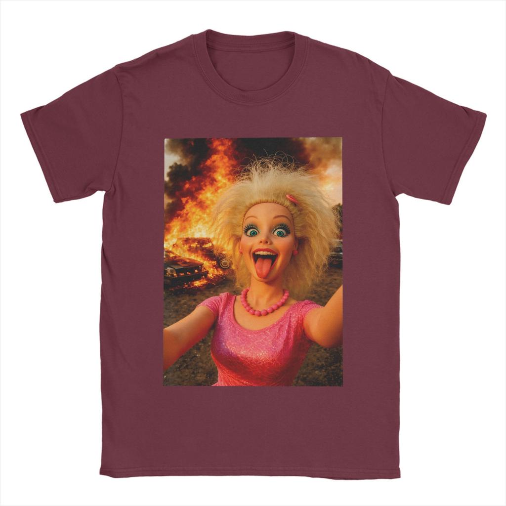 Doll Face Meme Expression Crazy Doll Hilarious Meme Unisex T Shirt Tee Shirt Short Sleeve Round Neck TShirts Pure Cotton Clothes