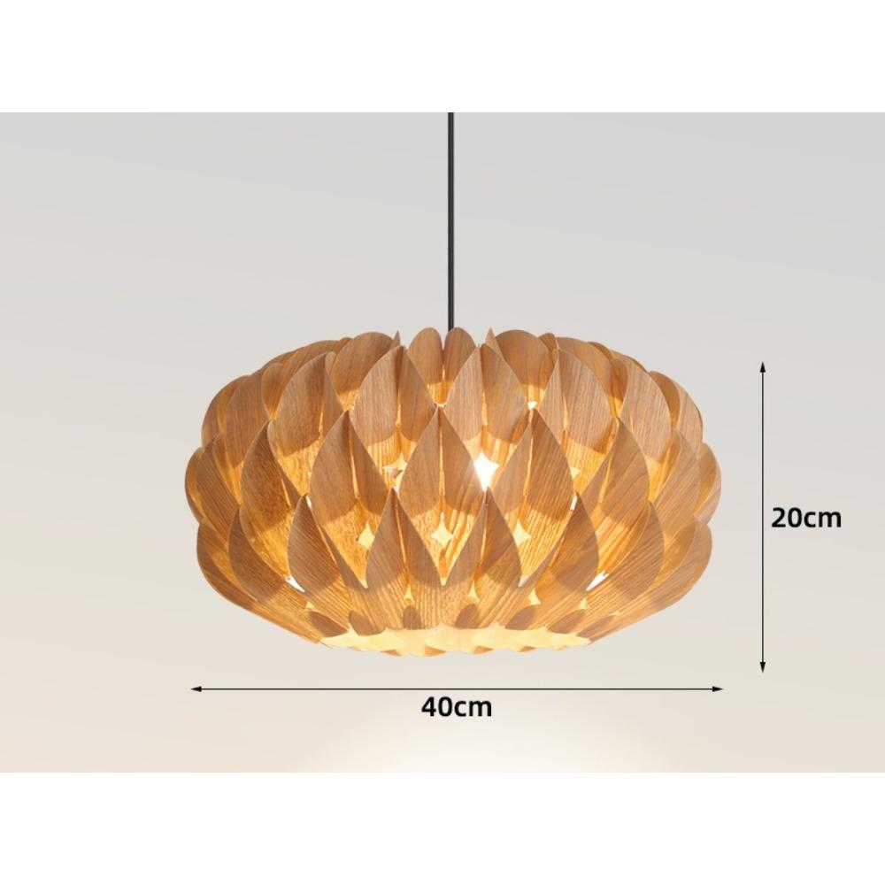 

40CM Nordic Modern Style Pendant Light Ball Shade Wooden Pendant Lamp for Dining Living Room Indoor Home Decor E27 LED Lamp No Bulb