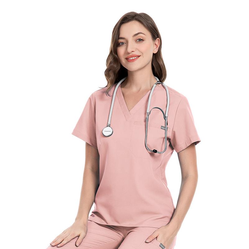 Women's Hand Washing Clothes Set, Oral Clinic Operating Room Nurse Uniform, Short-sleeved V-neck Top