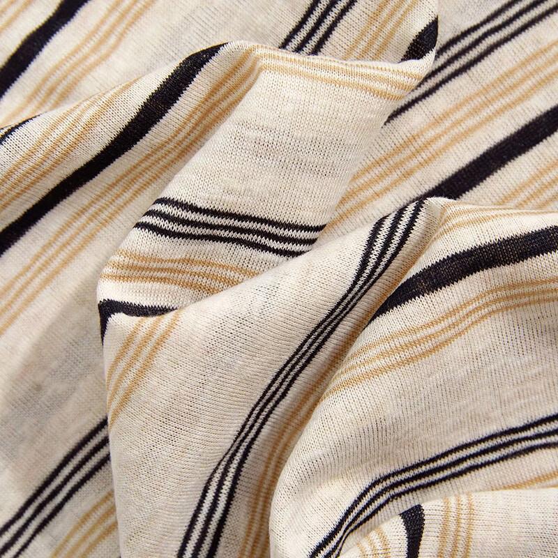 Women's Round Neck Contrast Stripe Long Sleeve T-Shirt