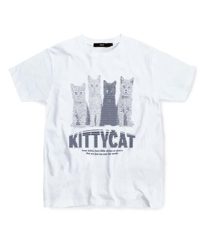 ESCAPEFROM Navy Ascii Cat Print T-Shirt White