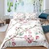 Pink Cherry Blossom King Queen Bedding Set Spring Flora Duvet Cover Japanese Flowers Quilt Cover Soft Polyester Comforter Cover