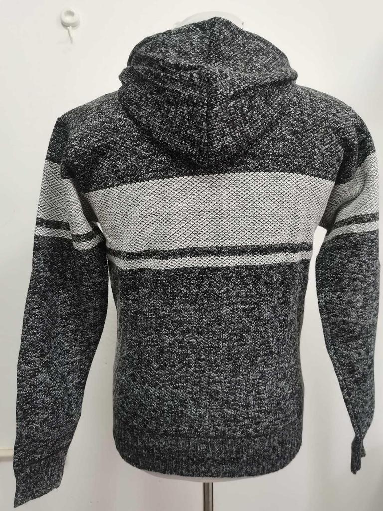 Men's Hooded Cardigan Sweater - Plus Velvet, Thick, Versatile, Knitwear Color Block Jacket for Autumn/Winter