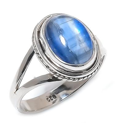 Natural Kyanite Gemstone Handmade 925 Solid Sterling Silver Gift Ring S.8 L1s43