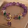 Classic Amethyst Bead Bracelet Featuring Cubic Zirconia, Non-Coated Fashion Jewelry for Women - Perfect for Everyday Use and Gifting