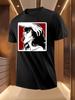 Black Tshirt with Red-Haired Woman Graphic Print - Breath...