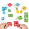 1Pcs Wooden Expressions Matching Block Puzzles Games Educational Montessori Toy for Travel  Kids Board Puzzle Games for Children
