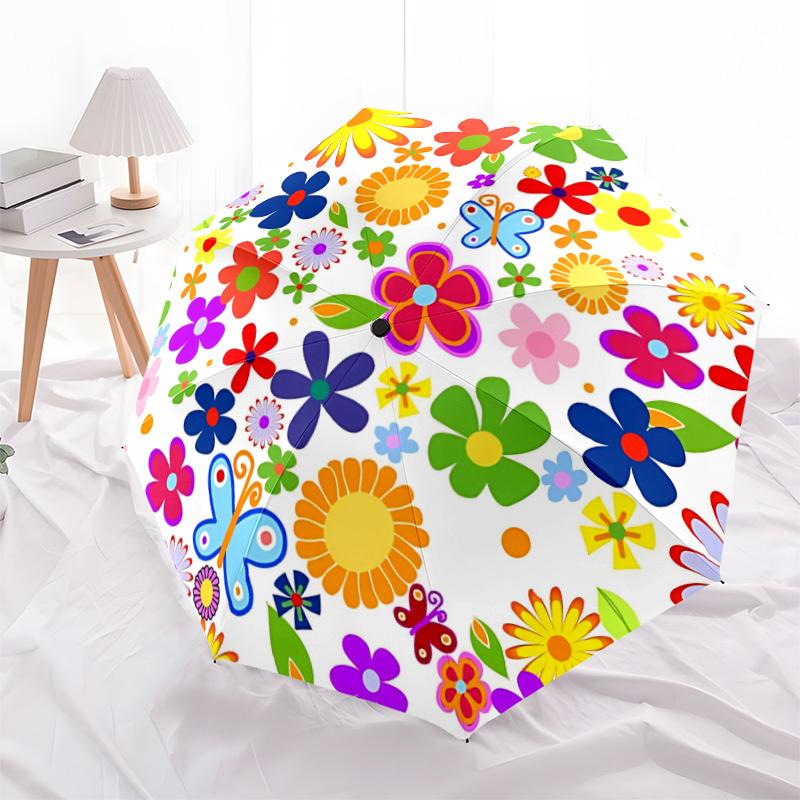 1pc Floral SphereAutomatic Open/close Folding Umbrella, Compact Portable Travel Umbrella, Perfect Birthday/Holiday, Cute Umbrella y045