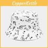 Music Note Pattern Wide Brim Fisherman Hat With Sun Protection For Women And Men