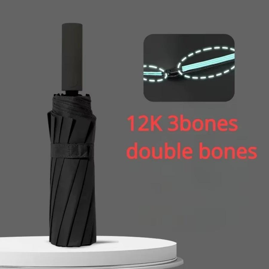 60 Bones Black Glue Fully Automatic Umbrella With Thick And Durable Keel Three Fold Umbrella Uv Resistant Umbrella