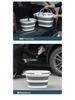 Foldable Household Storage Bucket with Handle - Large Capacity, Portable for Outdoor Camping, Car Use, or Laundry.