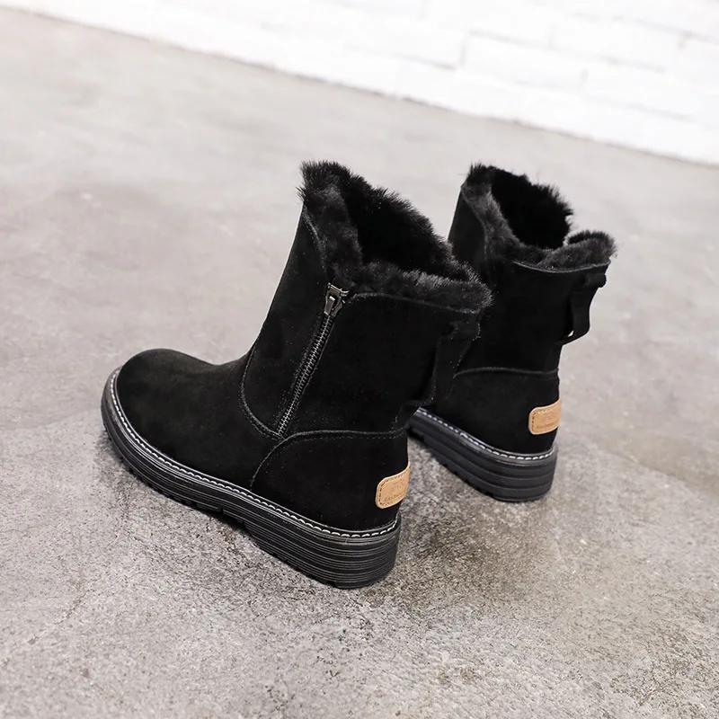 Winter Thickened Warm Snow Women 2024 Autumn Boots British Wind Riding Network Red Flat Ankle Boots