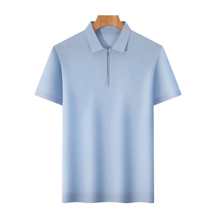 Men's Long Staple Cotton and Linen Short-Sleeved Polo Shirt
