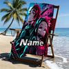 Custom Name Personalized Demon Slayer Print Beach Towel, for Trip Camping Beach Party Home Decor, Birthday Gift for Family & Friends