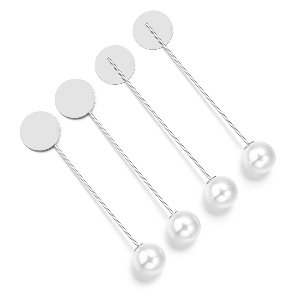 

10pcs Imitation Pearl Metal Brooch Pin Round Tray Brooch Stick Pins Safety Brooch For Jewelry Making DIY Brooches Base Supplies