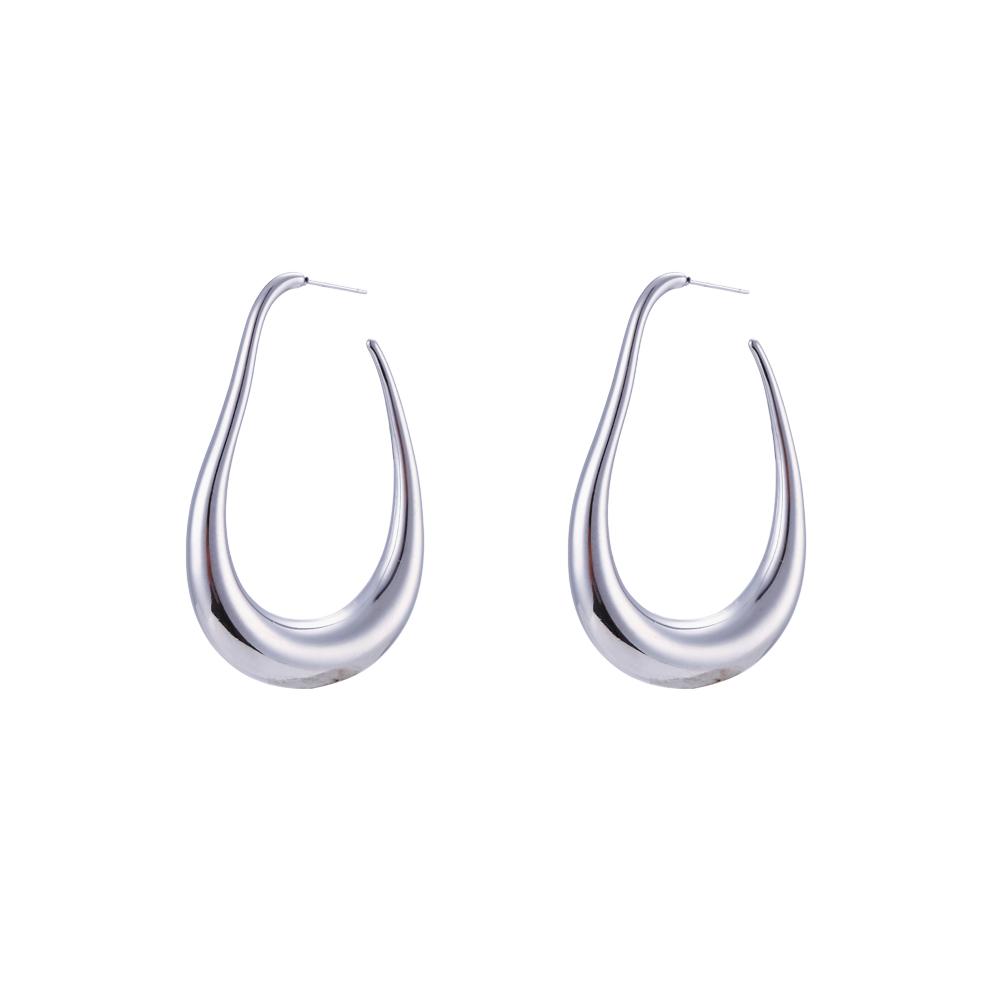 

MamacitaSlay Unique Exaggerated 18K Gold Plated Stainless Steel Pear Shape Hollow Hoop Earrings Party Women s Waterproof Jewelry