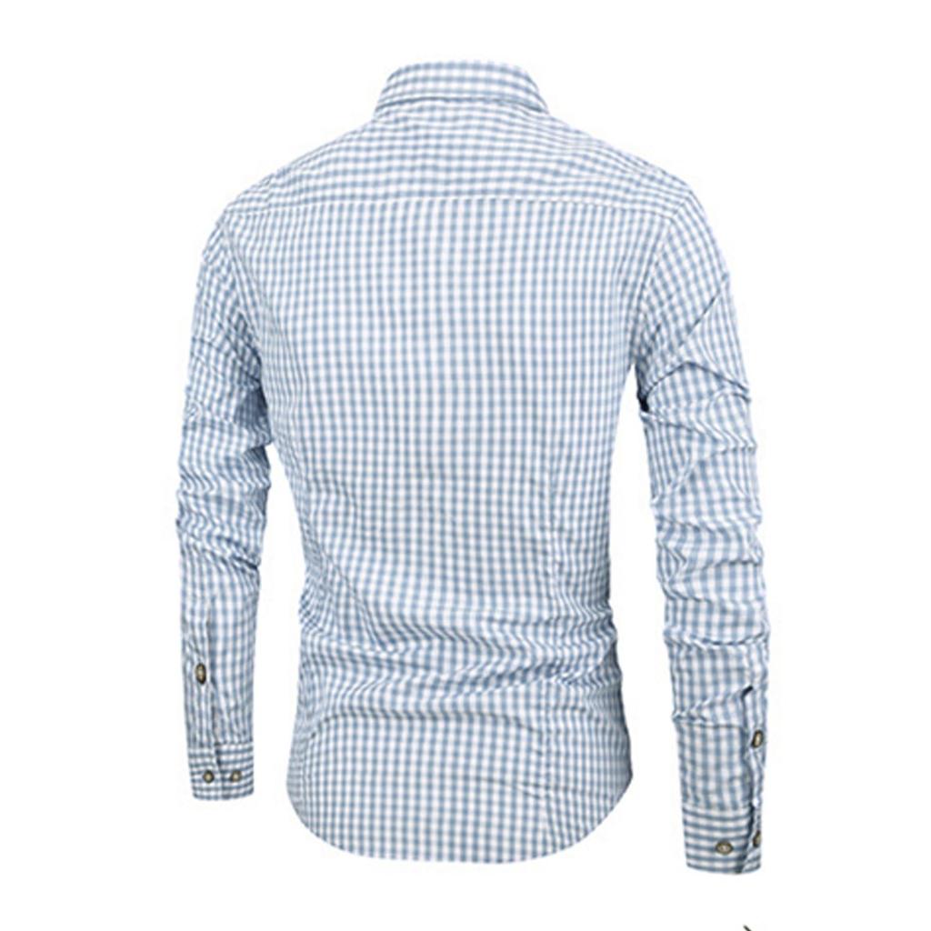 Men's Large-sized Checked Long-sleeved Shirt, Digital Printed Lapel Light Button Shirt For Men