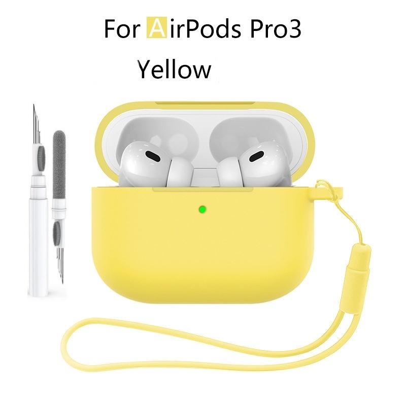 New 2025 For Apple Airpods Pro 3 Case Soft Silicone Full Protective Cover with Cleaning Kit and Keychain for Airpods Pro 3 Case