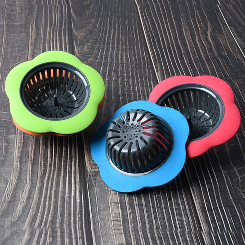 Flower Shaped  Silicone Sink Drain Strainer Kitchen Bathroom Drain Hole Hair Filter