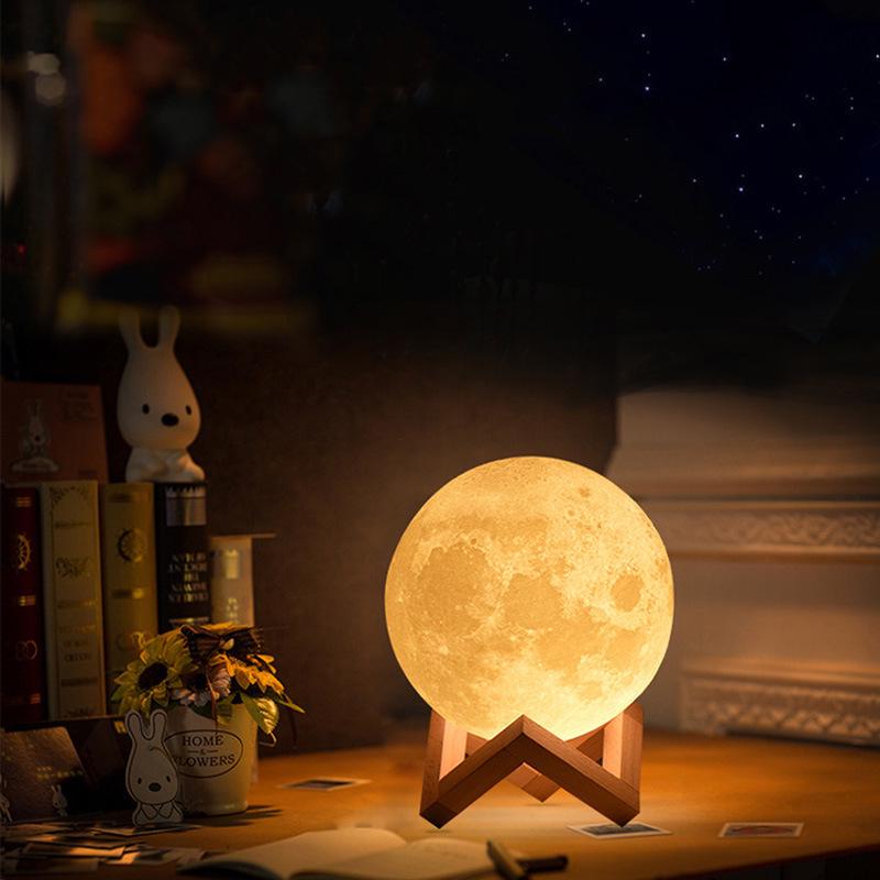 Rechargeable Starry Sky Moon Lamp with Remote Control - Night Table Atmosphere Light