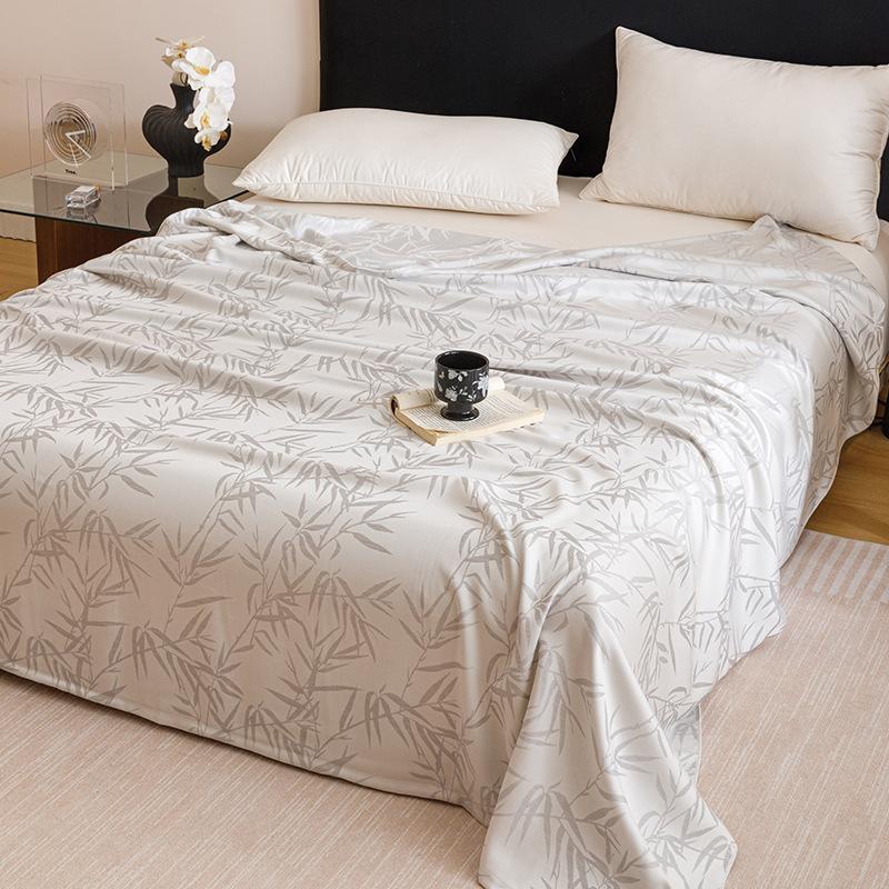 2025 New Bamboo Fiber Thin Cover Blanket, Simple Summer Air Conditioning Blanket for Single Double Bed