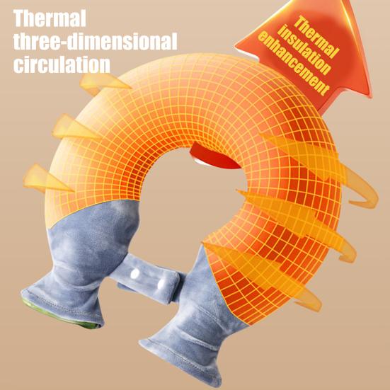 1400ML U-Shaped Hot Water Bottle Neck Shoulder Pain Relief Leak-proof PVC Hot Water Bag with Flannel Cover Hot Cold Therapy Neck Warmer Bag