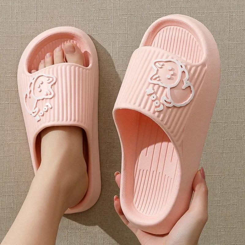 Fashion Women Soft Sole House Slippers 2024 Summer Beach Thick Platform Slipper Sandals Women Korean Eva Slippers Couple Home Flip Flop