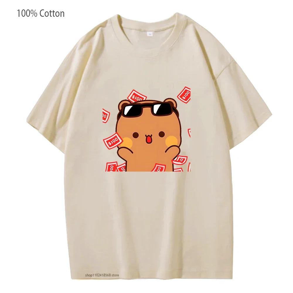 Cute Bubu and dudu Is So Rich Millionaire T-Shirts for Men Women Couple clothes Cotton Tops Panda Bear Tees Casual