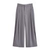 Kaslead New Women Clothes Western Style Versitile Fashion Flip Double Pleated Wide Leg Pants 4661439