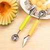 2in1 Dual Head Stainless Steel Fruit Ball Carving Knife Digging Spoon IceCream Platter Kitchen Tool