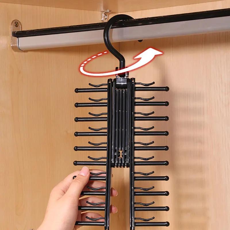 Adjustable Tie Storage Rack 360 Degree Rotating Household Men'S Tie Shelf Belt Silk Scarf Holder Cabinet Organizer Hangers Rack