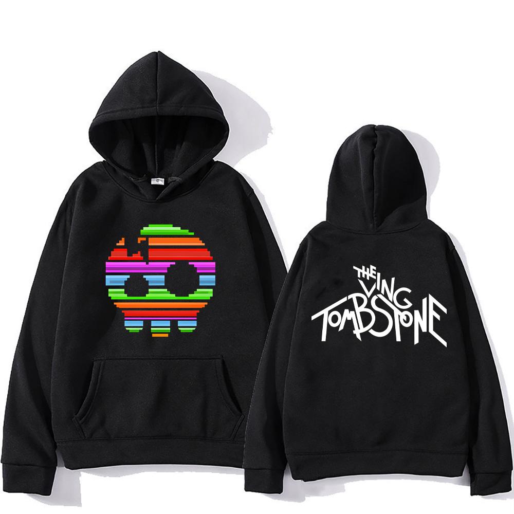 The Living Tombstone Rainbow Skull Hoodie The Living Tombstone Skull Humorous Graphic Sweatshirts Unisex Long Sleeve Pullovers