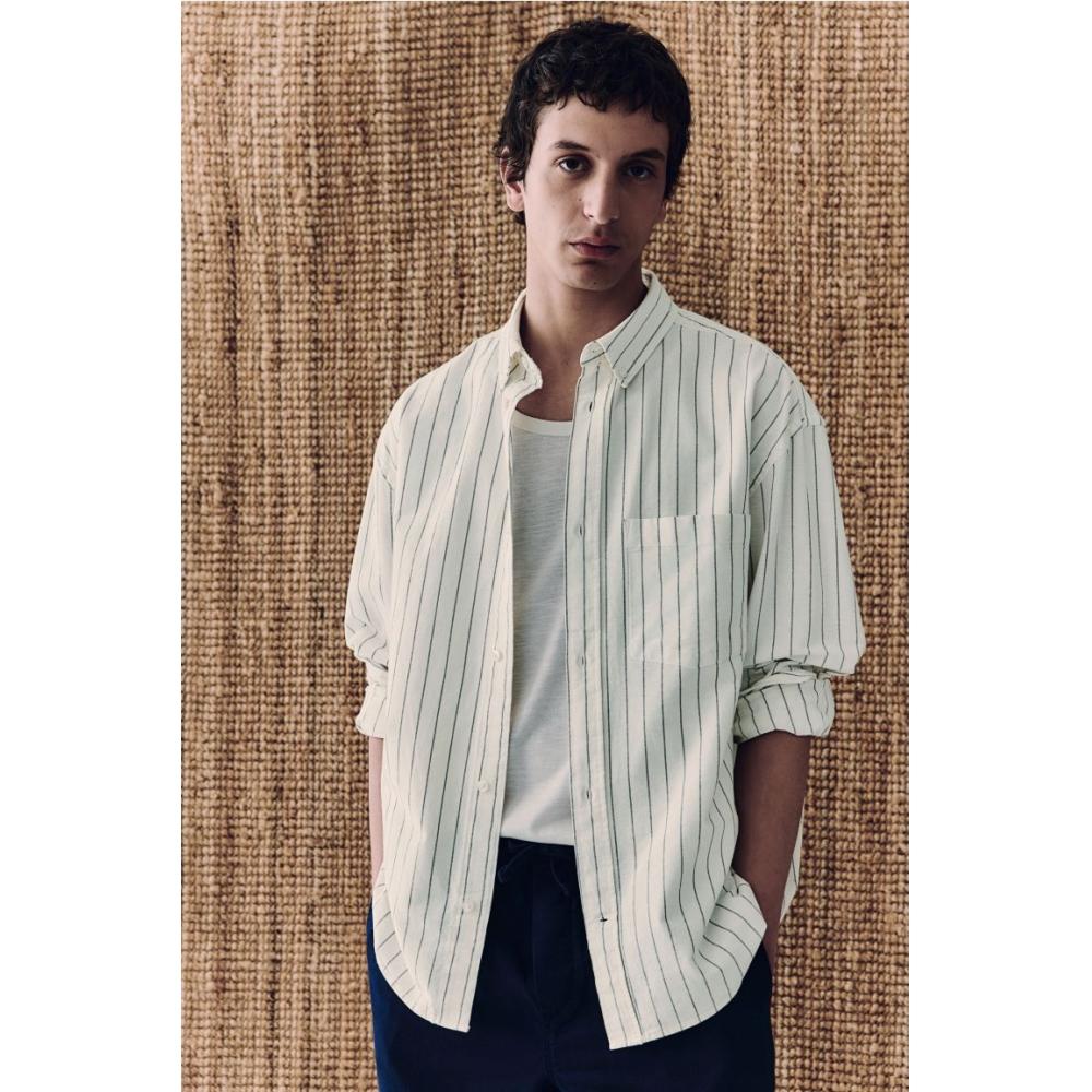 

Рубашка HM Casual Fit Oxford в белую полоску