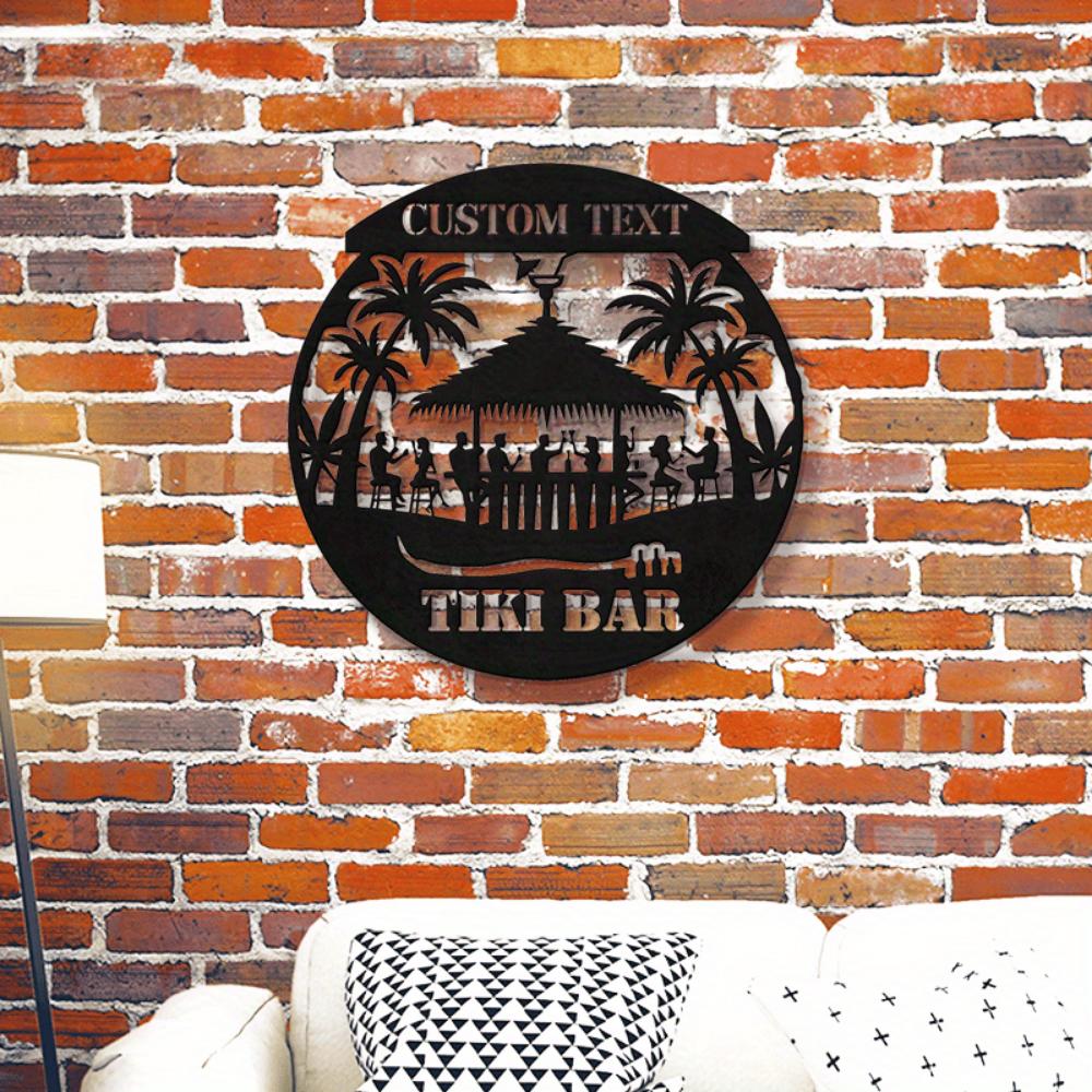 Vintage Metal Tiki Wall Art Personalized Bar Decor Indoor Outdoor Sign