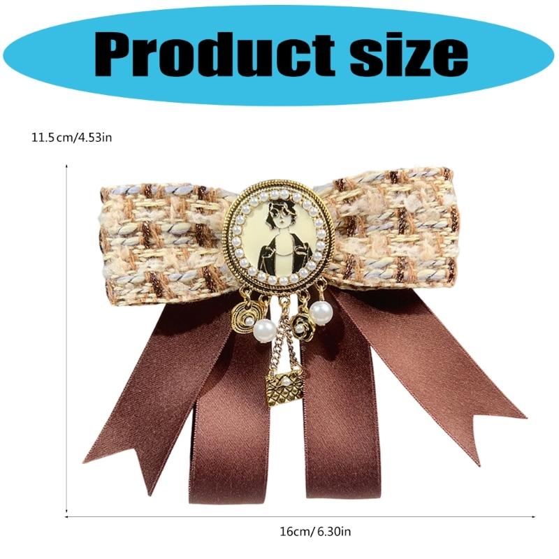 Retro Inspired Alloy Ribbon Brooch Vintage Bowtie With Classical British Design For Winter Fashion Outfits