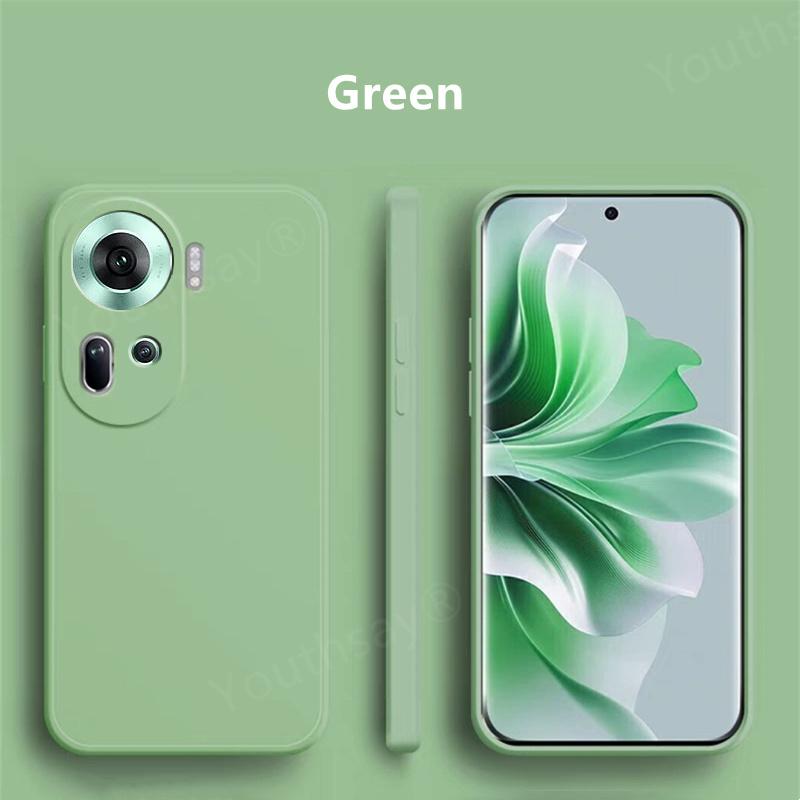 

Для OPPO Reno 11 5G жидкий силиконовый чехол для OPPO Reno 11 Pro Cover Funda Coque мягкий чехол для телефона TPU для OPPO Reno 11 For Reno 11 зелёный