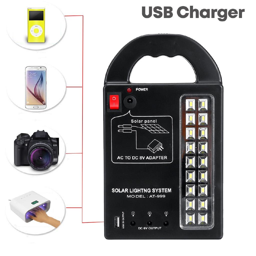 Solar Power Generator 3 LED Bulbs Home System Solar Power Panel Storage Generators Durable USB Charger 110-220V 50/60Hz