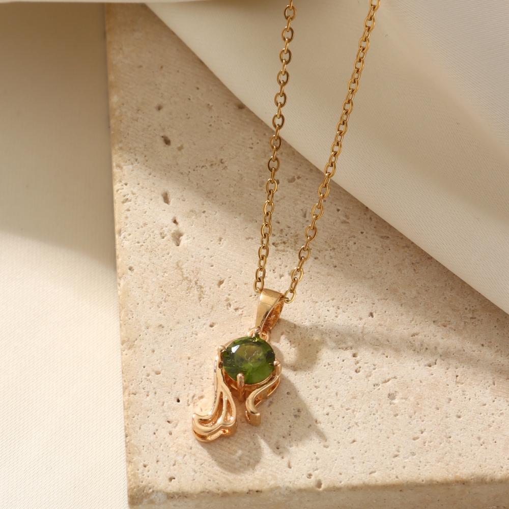 Fashion 12 Constellations Zirconia Pendant Necklaces for Women Sparkling Golden Stainless Steel Necklace Jewelry