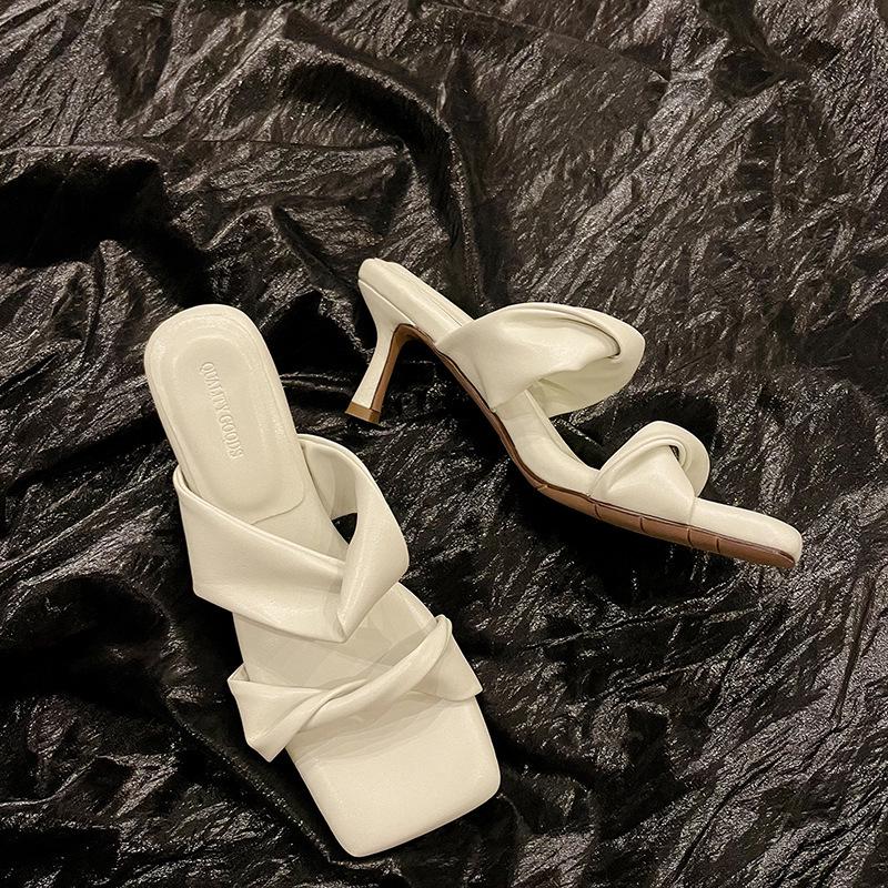 

Босоножки на шпильке с открытым носком в сказочном стиле с плиссированным ремешком для женщин - Коллекция 2025 38