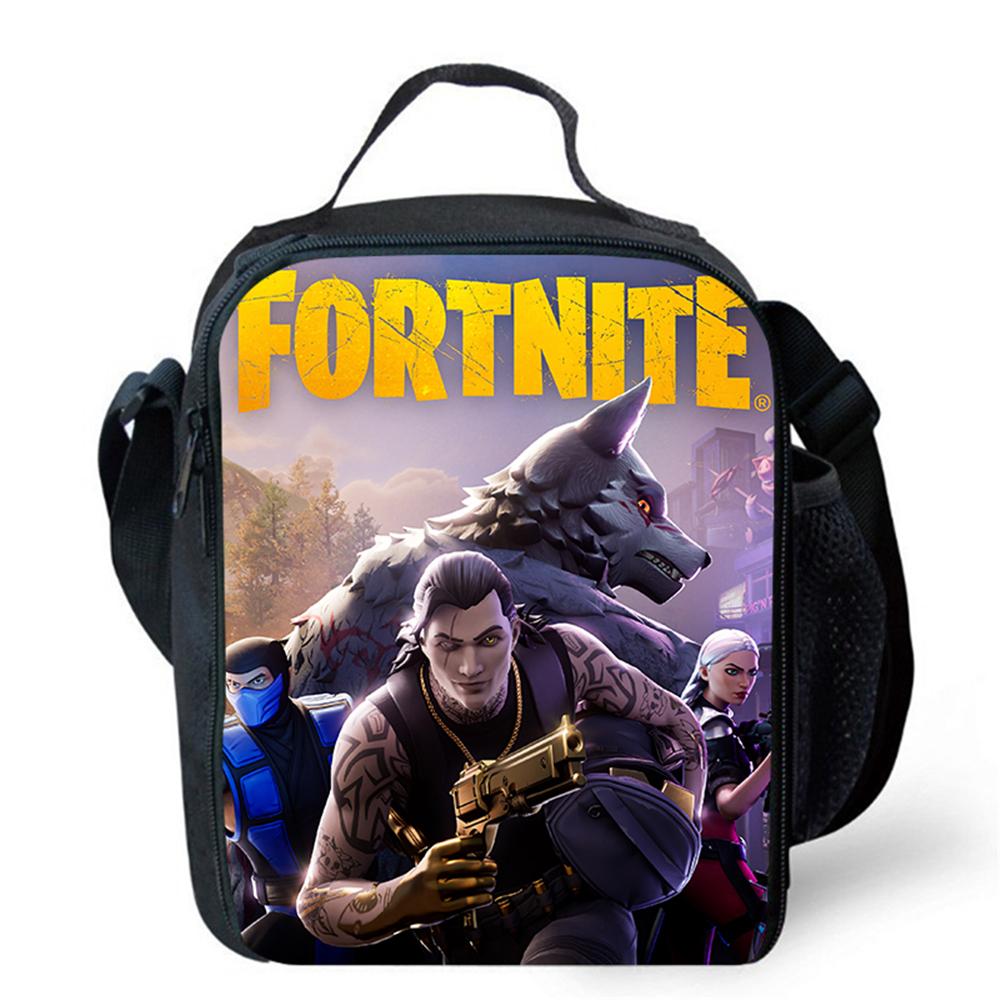 FORTNITE Cartoon Children's Picnic Bag, Kids Insulated Cooler Lunch Bags Cute Portable Lightweight, For Boys & Girls Ages 5-10.
