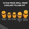15pcs/Set Plastic Filling Funnel Spout, Fit Universal Vehicles, Spill Proof Coolant Filling Kit