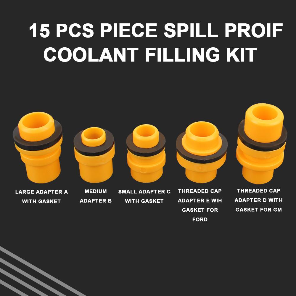 15pcs/Set Plastic Filling Funnel Spout, Fit Universal Vehicles, Spill Proof Coolant Filling Kit