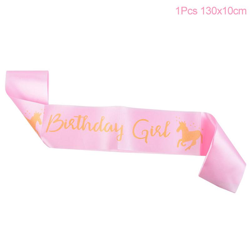 Unicorn Horn Headband Birthday Girl Sash Satin for Girl 1st Birthday Party Decoration Unicorn Theme Party Hair Band Baby Shower