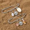 Wind and ocean element brooch, natural shell and rose quartz heart pendant, versatile clothing decorative buckle