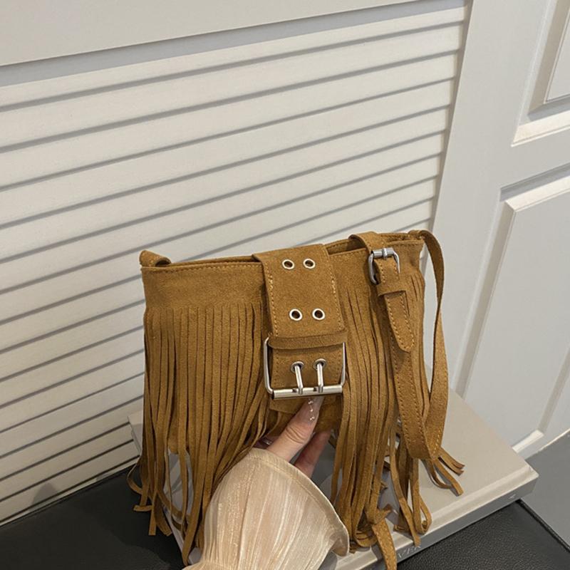 Modna Torba na Ramię z Frędzlami Niszowa Wszechstronna Retro Torba Crossbody Mała Kwadratowa Torba Prezent Urodzinowy Torba na Ramię Wysokiej Jakości Torba KTB