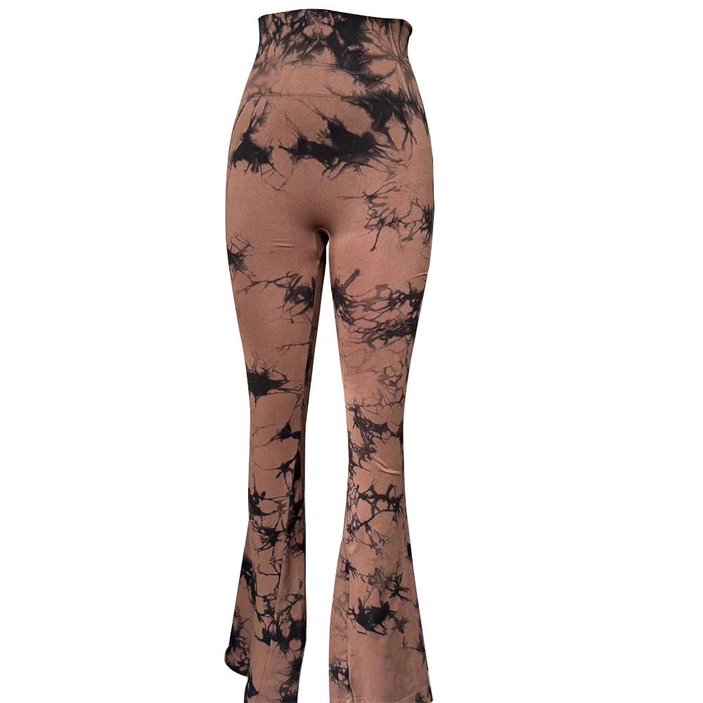 Women's High Waist Tie-Dye Yoga Flare Pants - Elastic, Hip-Lifting, Waist Shaping Fitness Wear