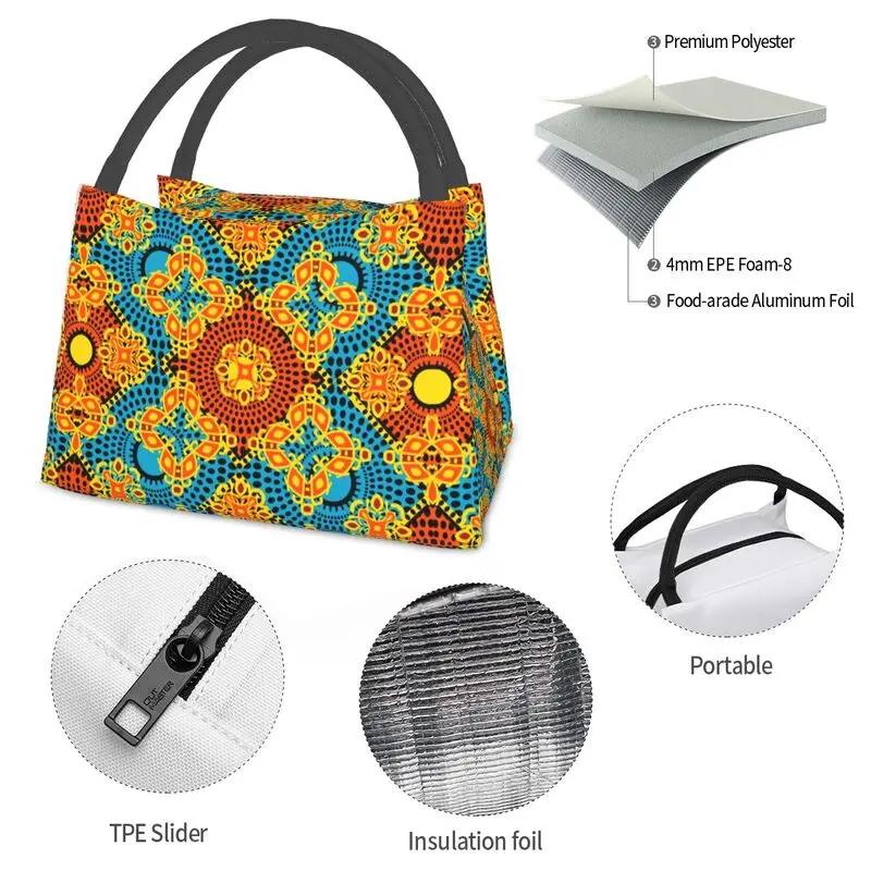 Bolsas de Almuerzo Personalizadas Coloridas con Estampado de Flores Africanas Ankara para Hombres Mujeres Calentador Térmico Aislado Fiambreras para Trabajo Pinic o Viajes
