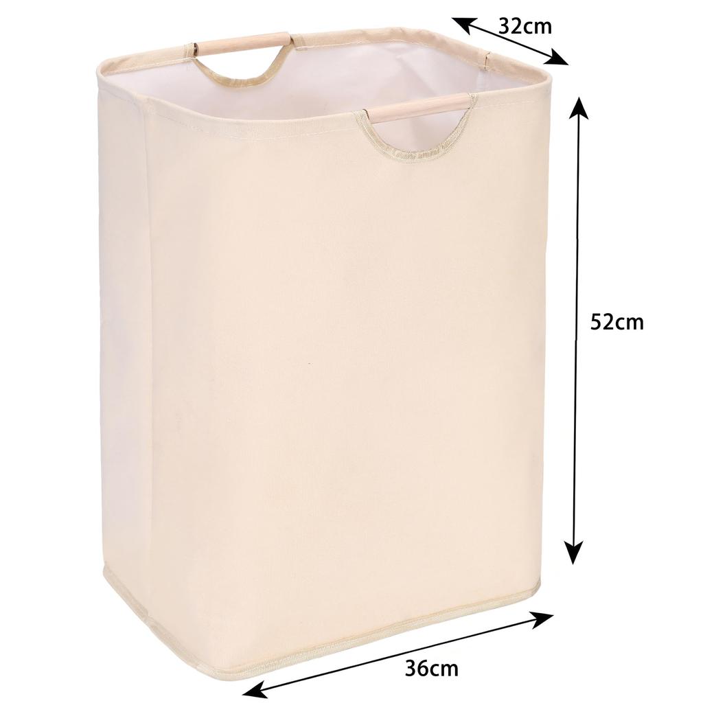 Sea Team Foldable Canvas Laundry Basket with Handles, Size M