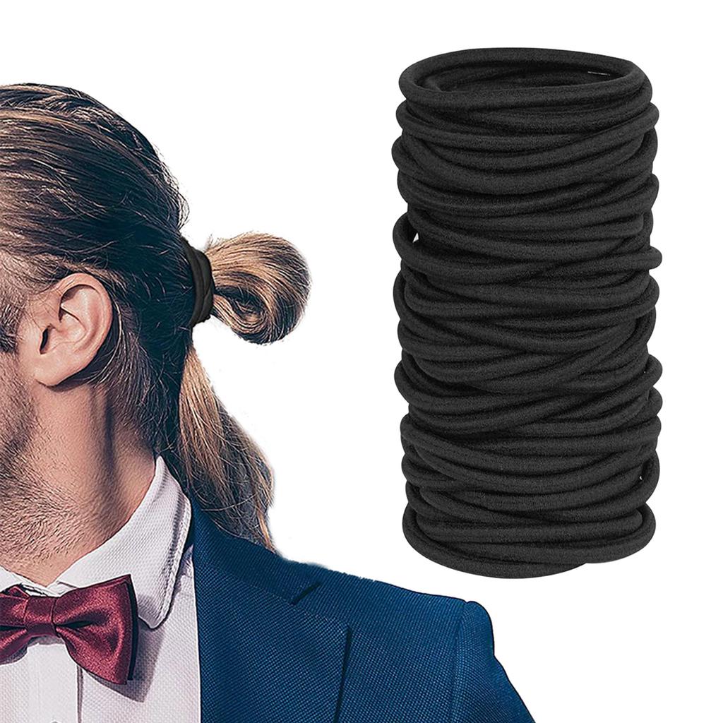 100 Pack Black Elastic Hair Bands No Metal Ponytail Holders for Women Men Girls and Kids Gentle and Convenient