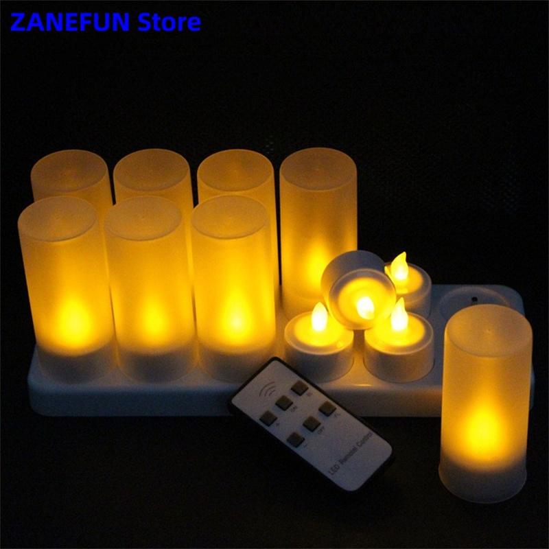 12PCS Rechargeable LED Candle with Remote Control Flameless Tealight Xmas Valentine Wedding Church Home Table Decoration